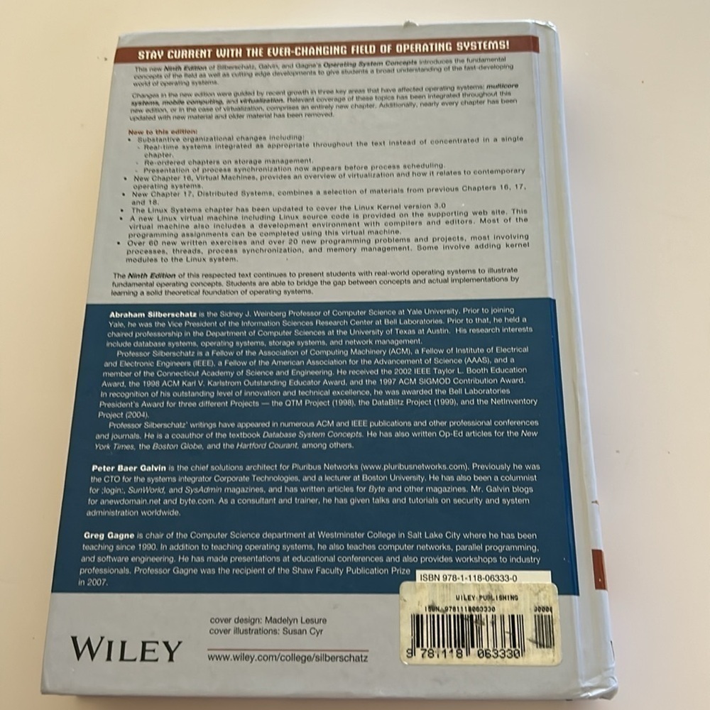 Operating System Concepts 9th Edition / Hardcover / NEW - Picture 3 of 6